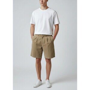 Ping Mens Pleated Khaki Shorts Size 34 Cotton Blend Beige